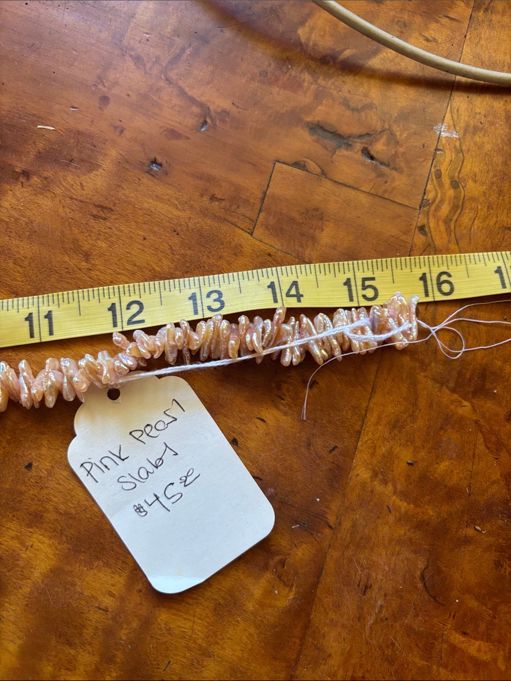 Pink Pearl Slab bead Strand - Picture 2 of 4
